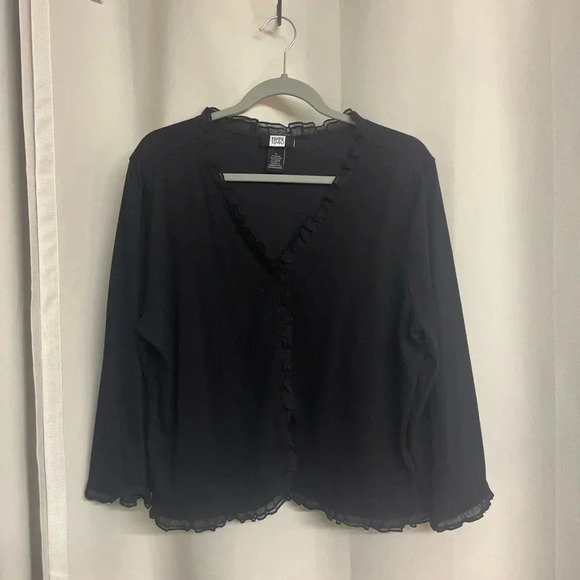 Studio 1940 black cardigan with ruffle detail XL - Picture 1 of 5